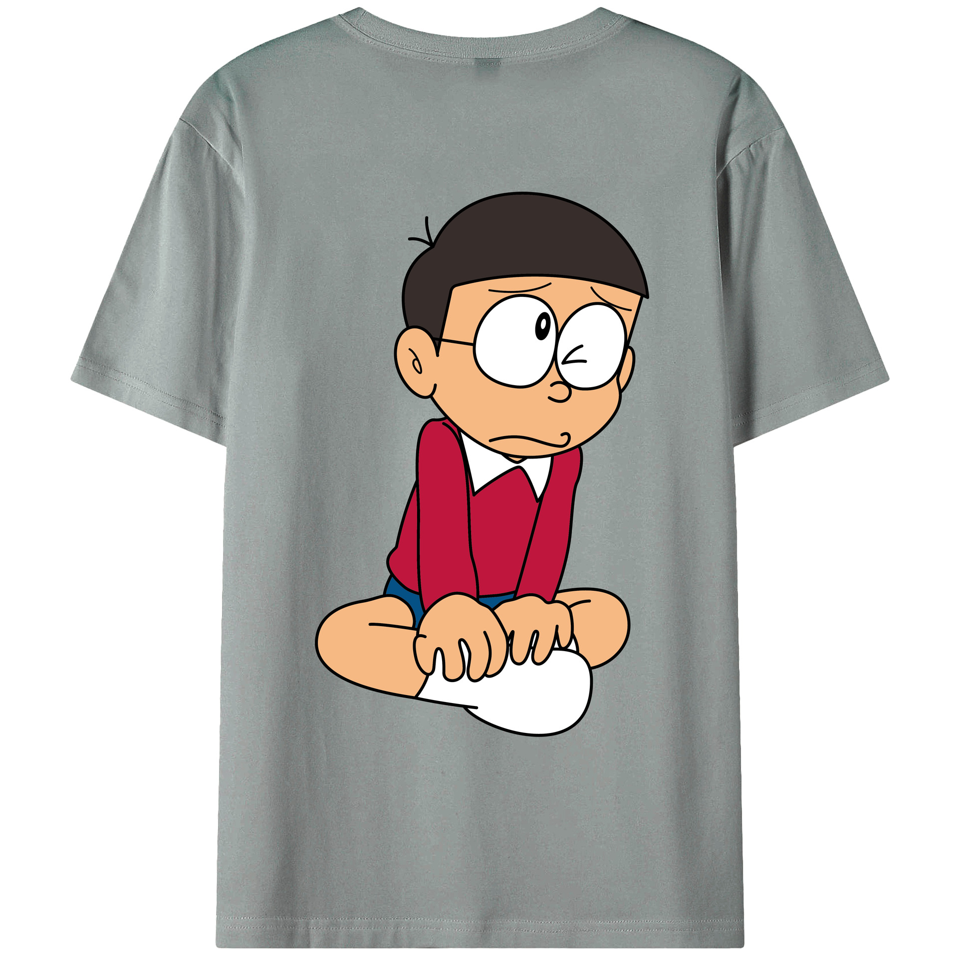 （画像用） ドラえもん 野比 のび太 Doraemon Nobita Nobi 綿100％ メンズ半袖Tシャツ（バックプリント） 通気性